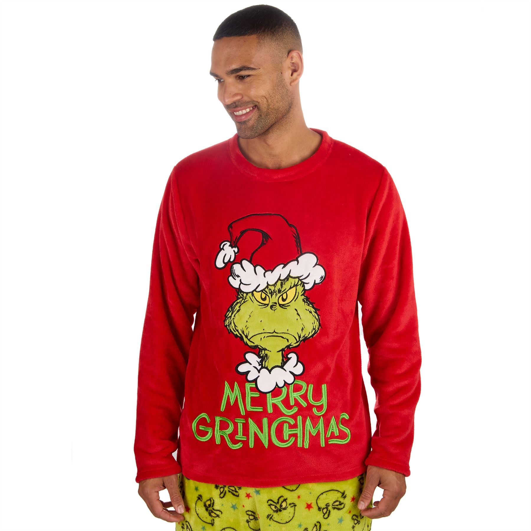 The Grinch Mens Christmas Fleece Pyjamas