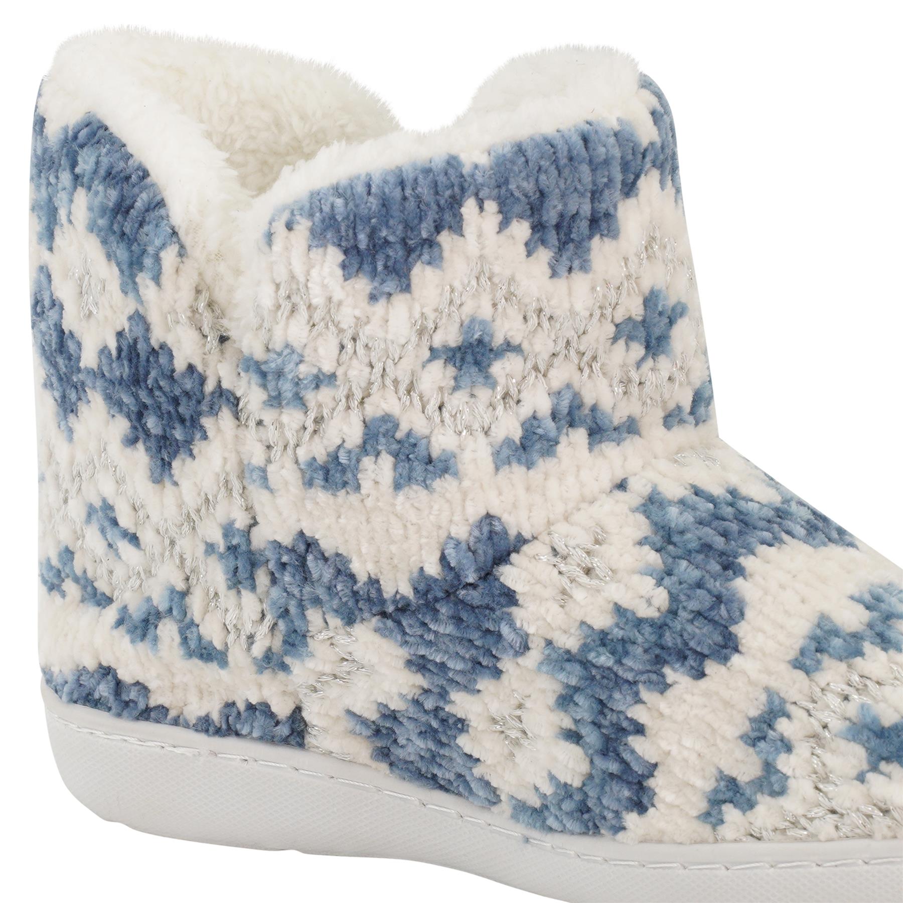 Loungeable Womens Blue Fairisle Bootie Slippers