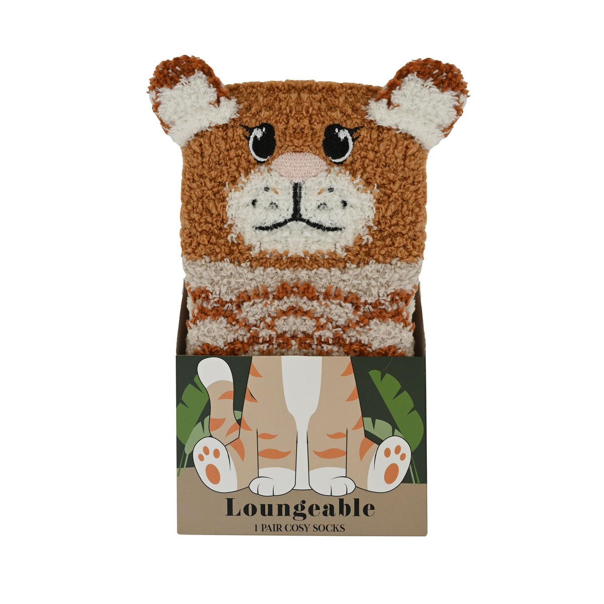 Loungeable Womens Tiger Cosy Socks In Gift Box