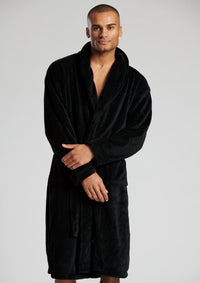 Loungeable Mens Shawl Collar Fleece Dressing Gown