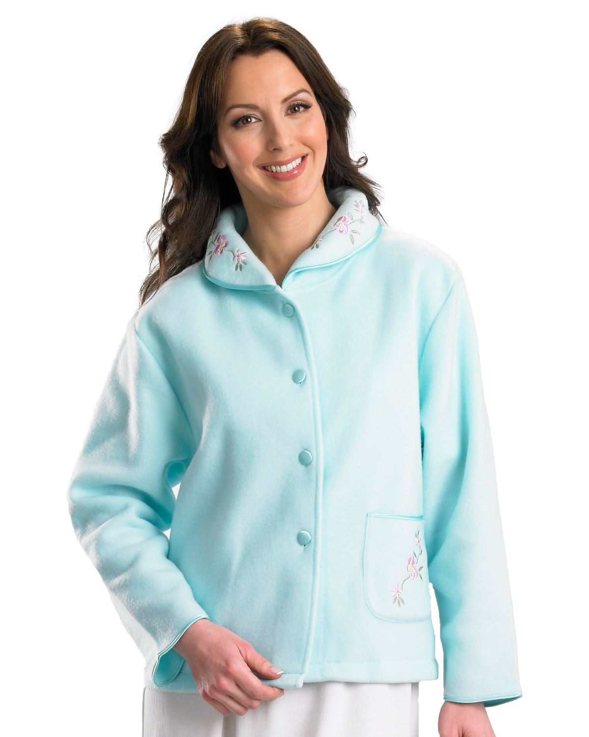 Slenderella Womens Polar Fleece Button Bed Jacket