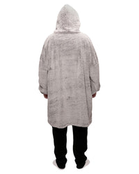 Foxbury Mens Grey Shaggy Fleece Oversized Hoodie