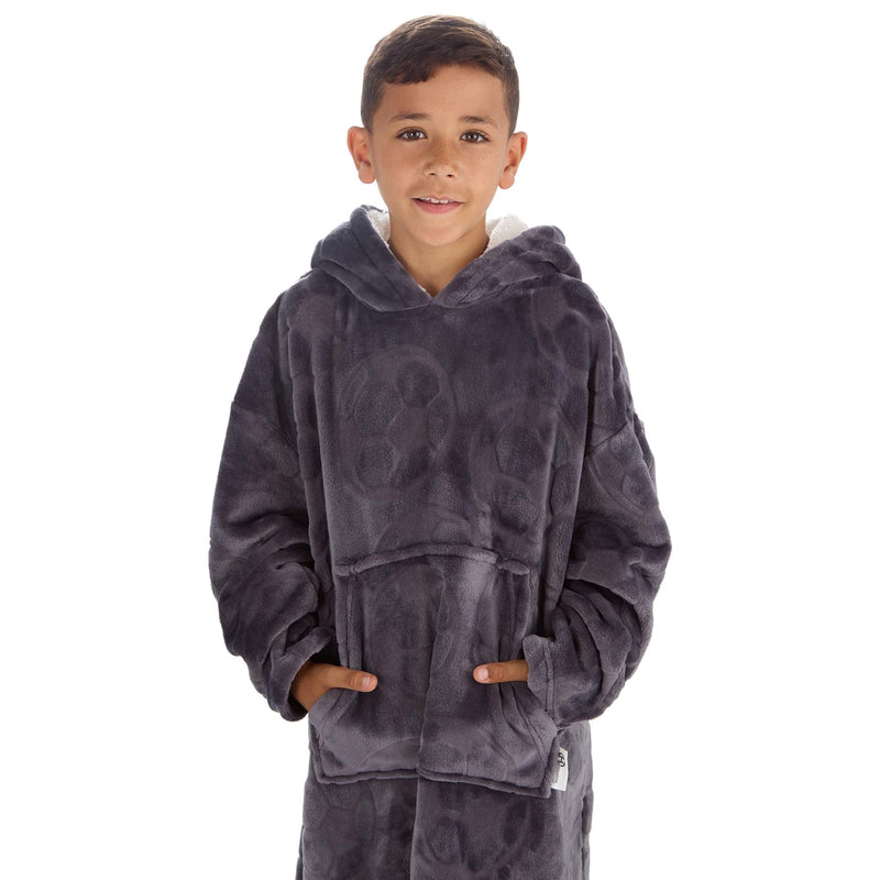 Huggable Kids Embossed Football Oversized Hoodie