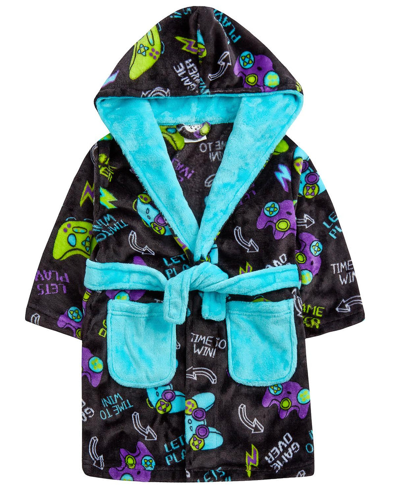 Boys Black Gaming Dressing Gown