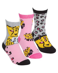 6 Pairs Girls Red Panda & Leopard Ankle Socks