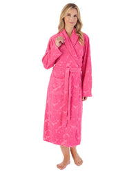 Slenderella Womens Floral Embossed Shawl Collar Dressing Gown