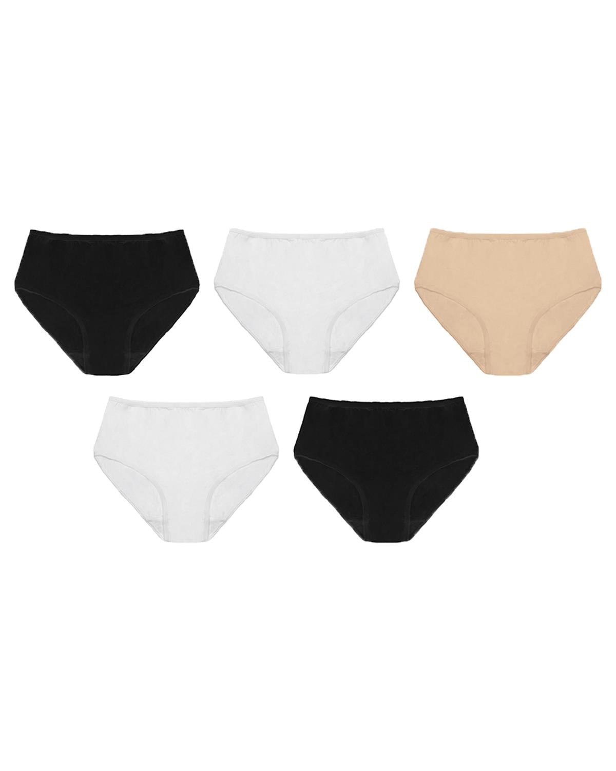 Anucci Womens 5 Pack Neutral Midi Briefs