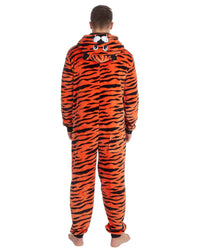 Mens Novelty Orange Tiger Fleece Onesie