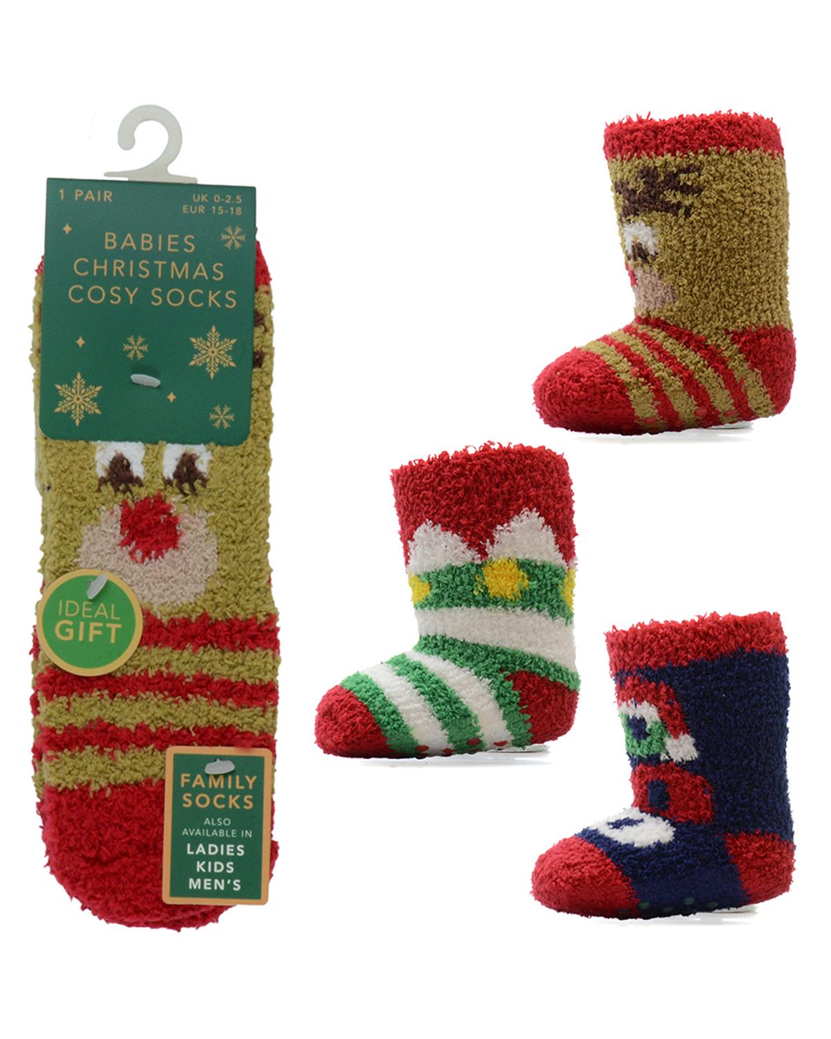 3 Pairs Babies Christmas Cosy Socks