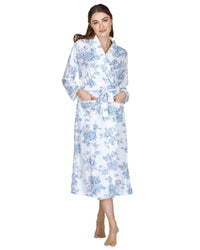 La Marquise Womens Vintage Bouquet Long Sleeve Jersey Robe