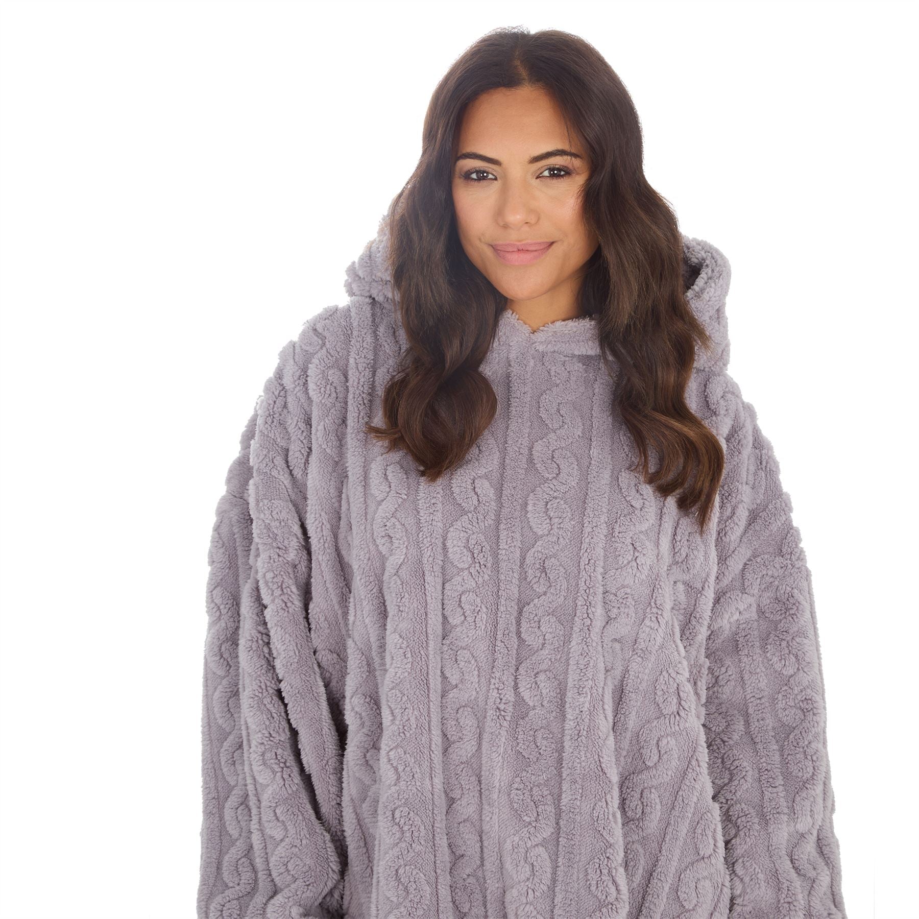 Huggable Womens Sherpa Cable Fleece Snuggle Hoodie