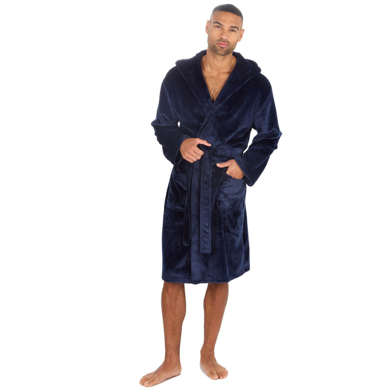 Pierre Roche Mens Polished Hooded Dressing Gown