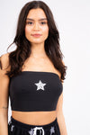 Loungeable Womens Black Star Bandeau Short Pyjamas