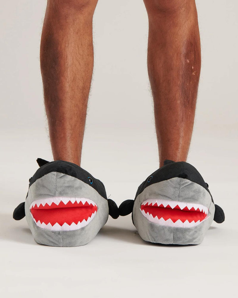 Loungeable Mens Black Shark Slippers