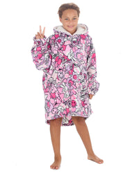 Huggable Girls Pink Sticker Snuggle Hoodie