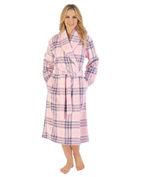 Slenderella Womens Waffle Fleece Check Print Dressing Gown