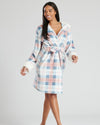 Loungeable Womens Blue Check Hooded Dressing Gown