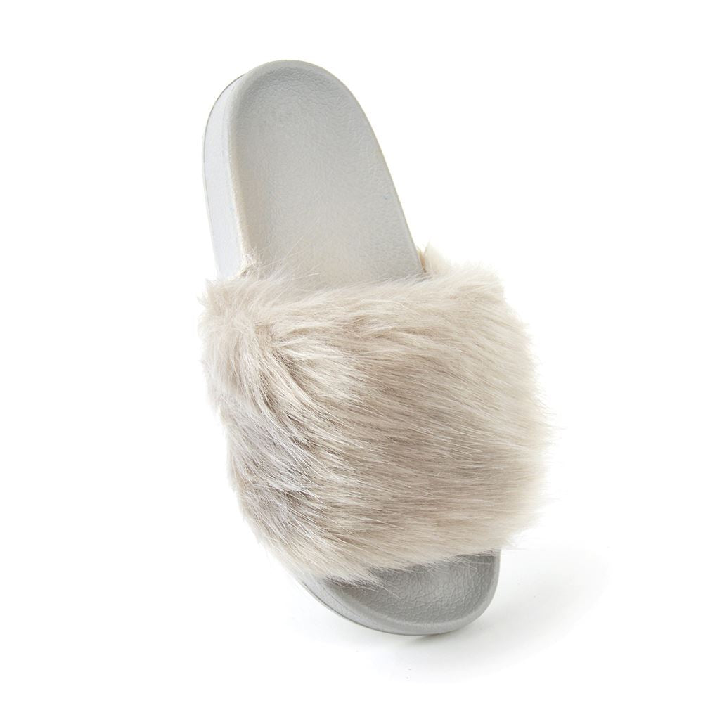 Womens Faux Fur Sliders