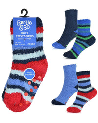 4 Pairs Boys Blue Stripe Cosy Socks