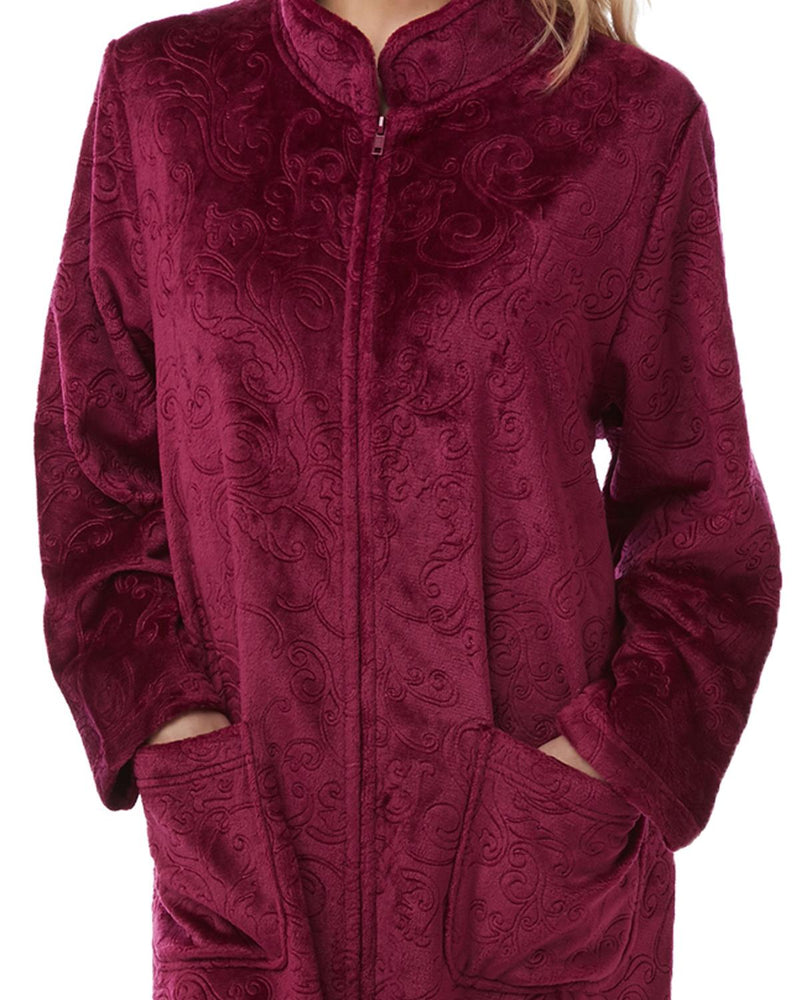 Lady Olga Womens Embossed Zip Dressing Gown