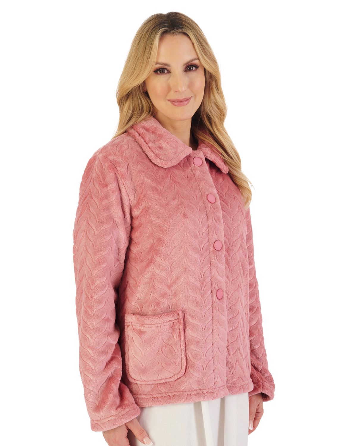 Slenderella Womens Embossed Button Bed Jacket