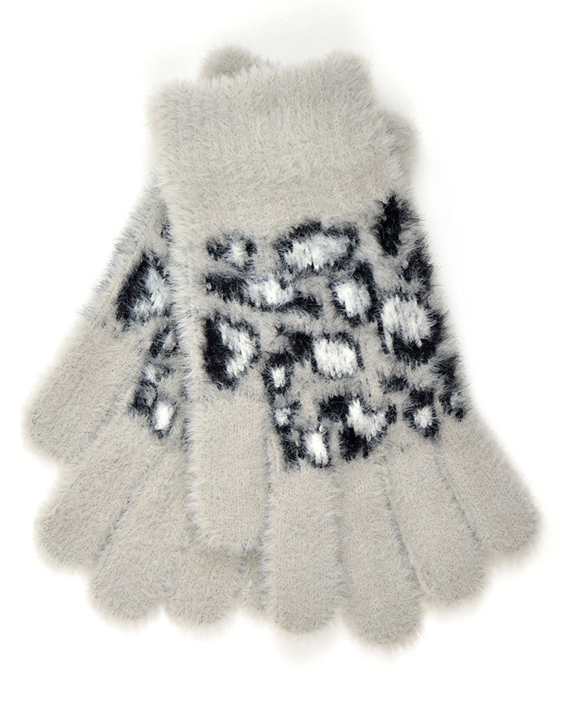 Foxbury Womens Leopard Print Fluffy Gloves