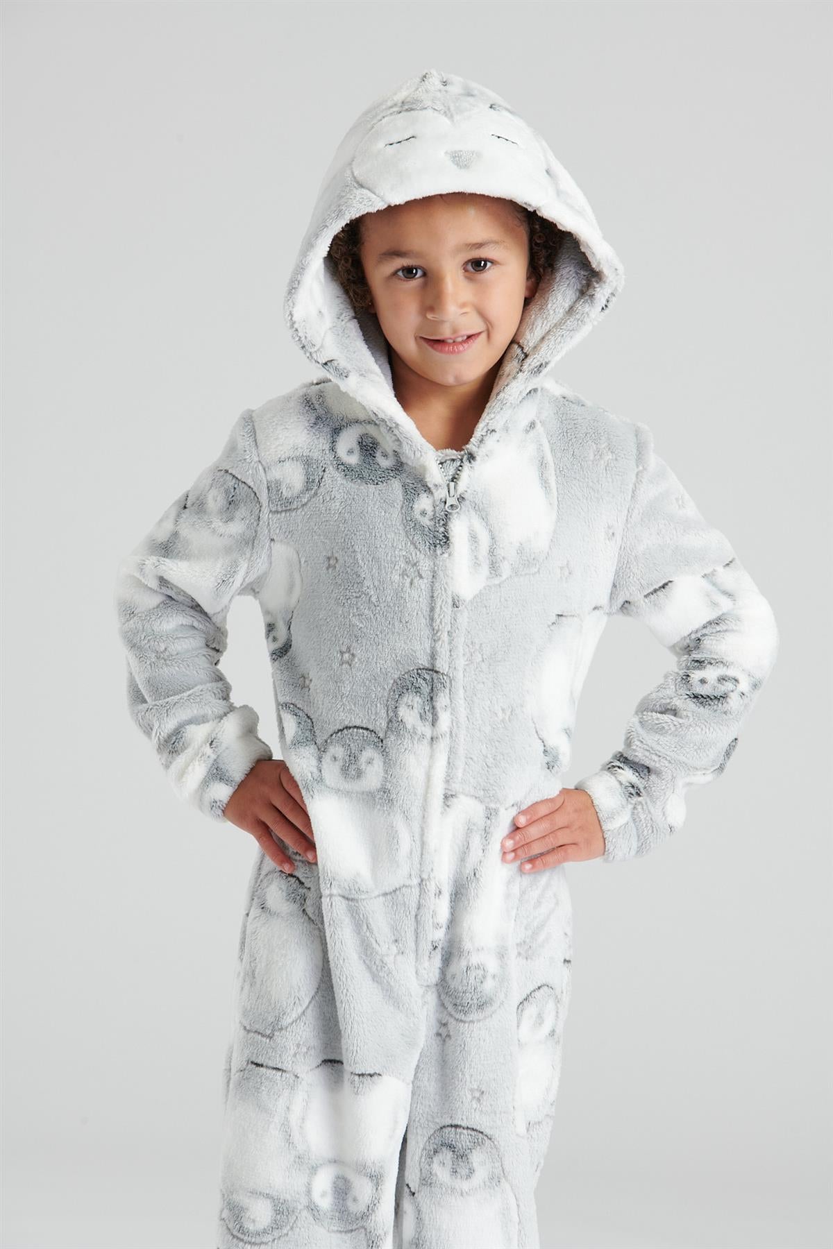 Kids Grey Penguin Onesie