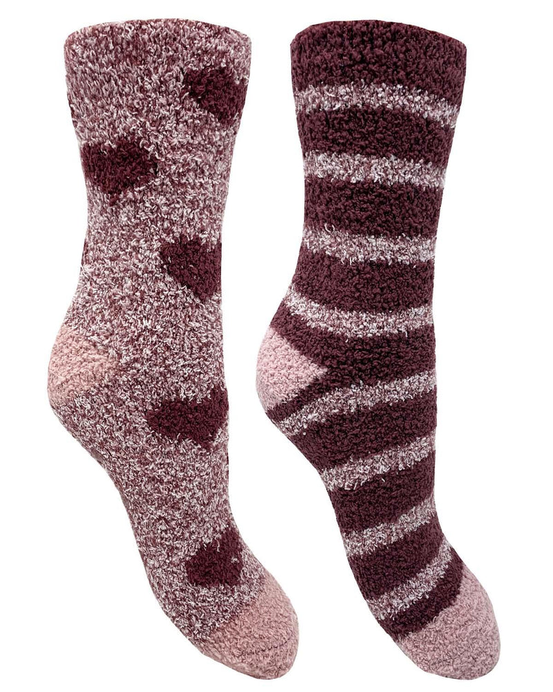 Bramble Womens 2 Pack Berry Heart Fluffy Socks