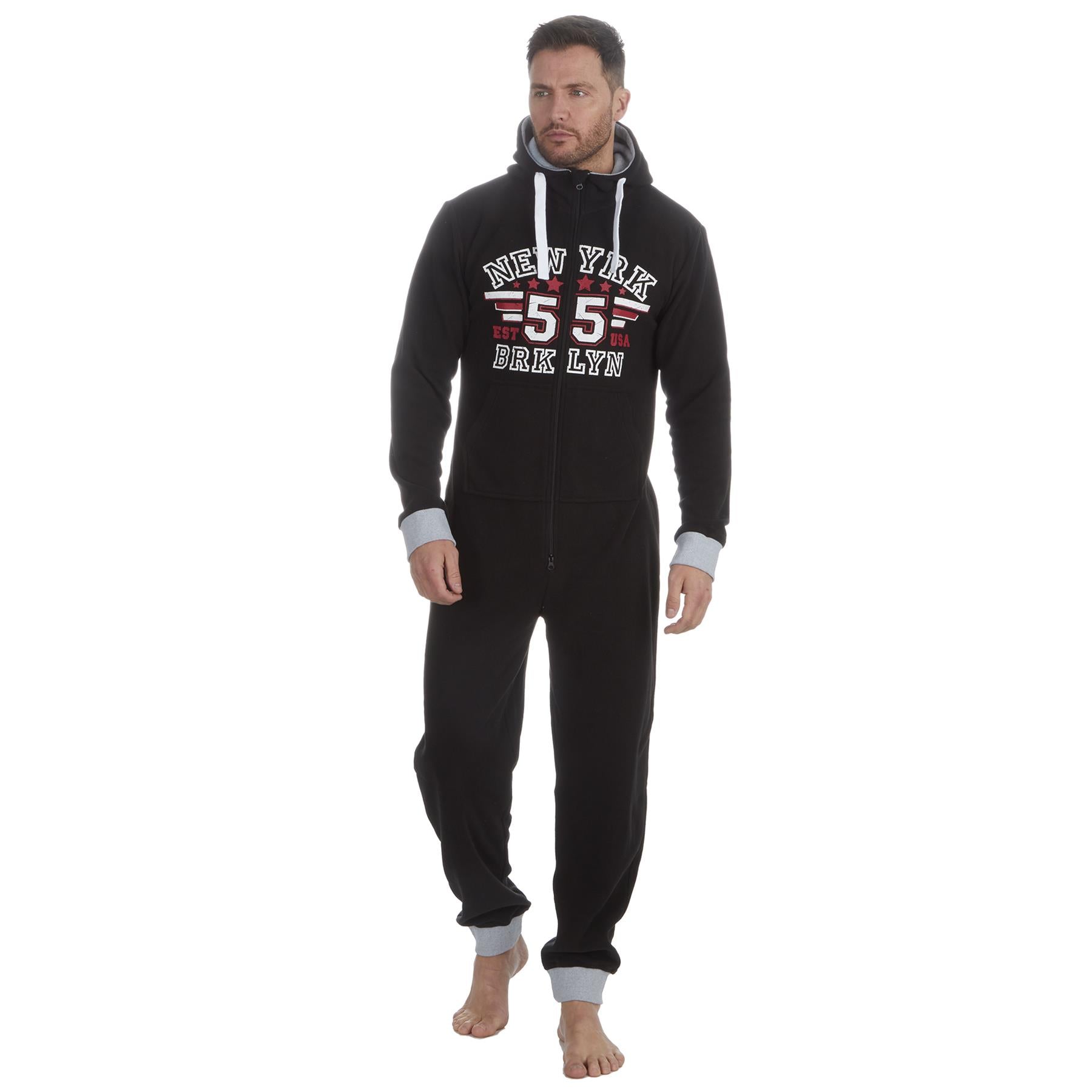 Mens Varsity Fleece Hooded Onesie