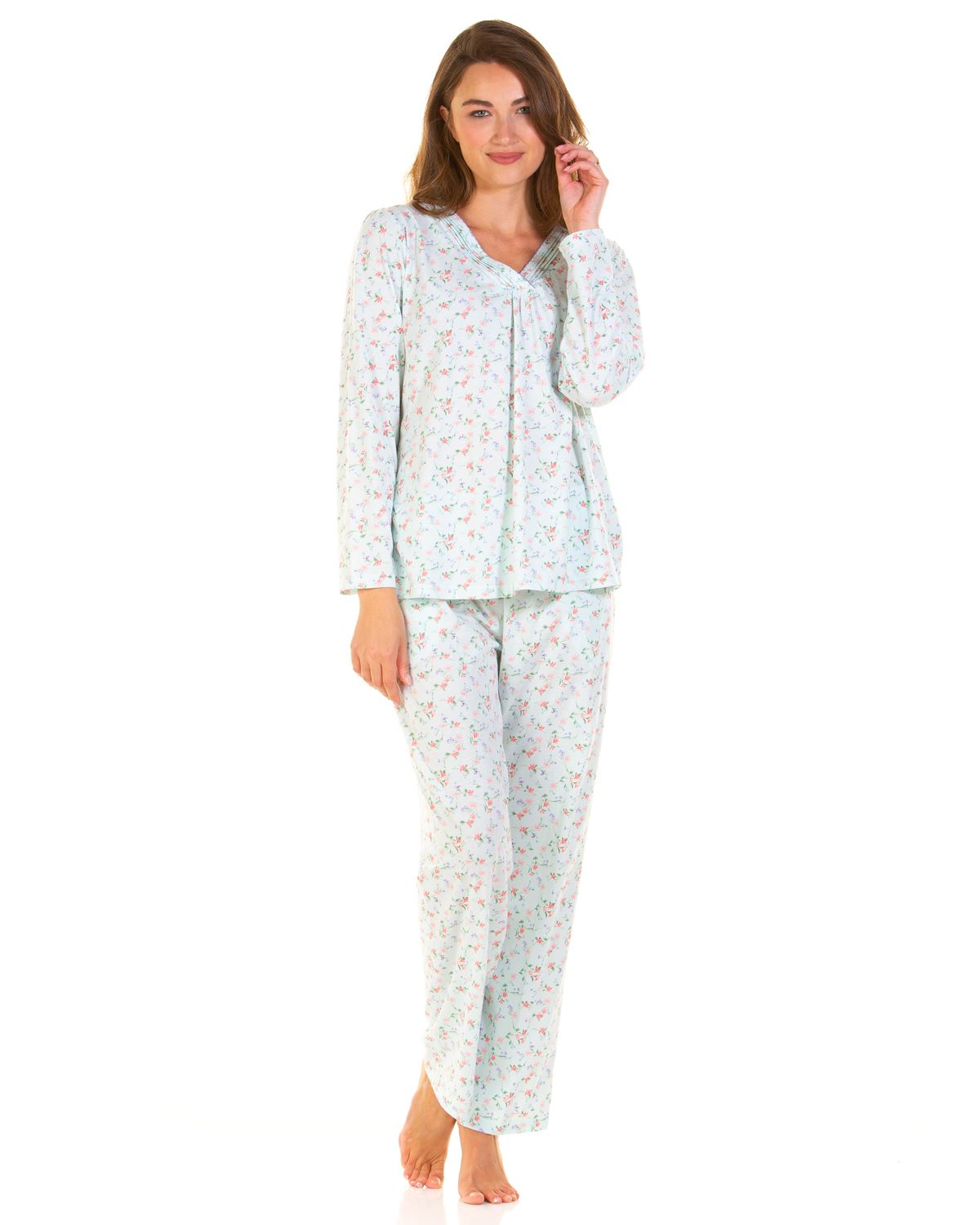 La Marquise Womens Pleated Susan Long Sleeve Pyjamas