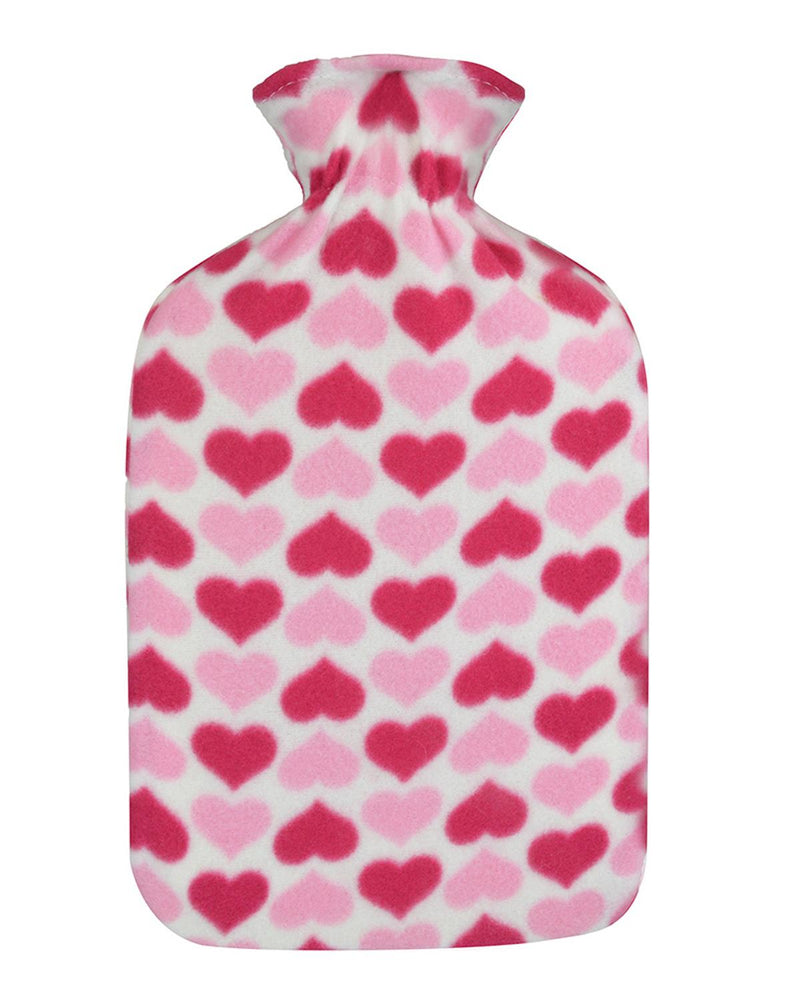 Pink Heart Print Hot Water Bottle