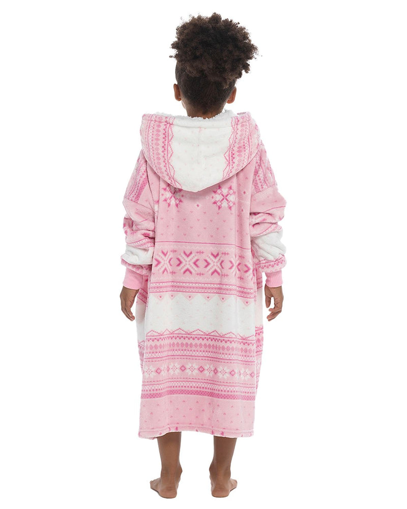 Follow That Dream Girls Pink Fairisle Oversized Hoodie