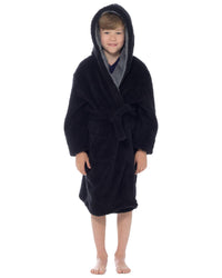 Slumber Hut Boys Black Shaggy Fleece Dressing Gown