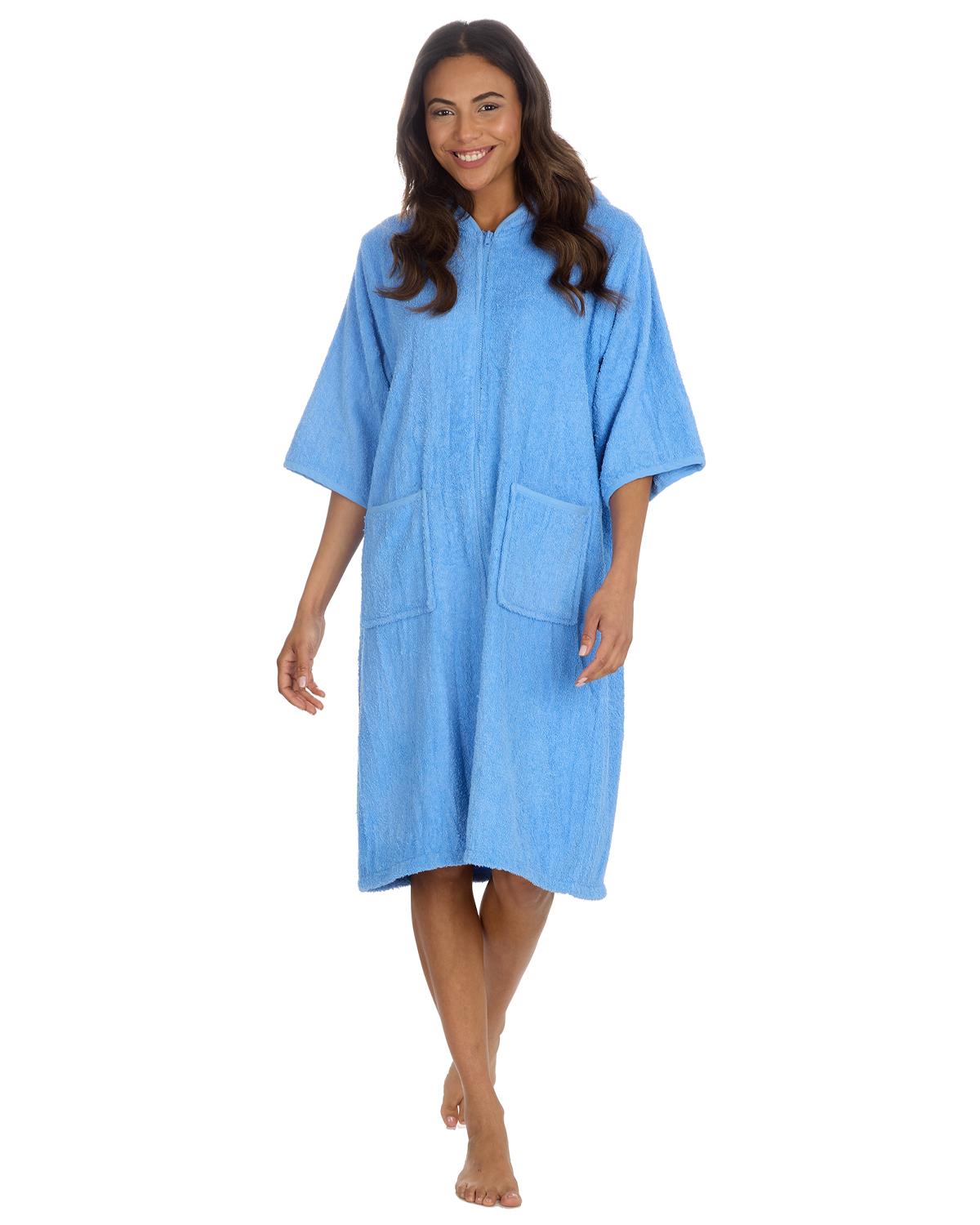 Forever Dreaming Womens Hooded Zip Towelling Bathrobe