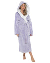 Womens Polished Fleece Sherpa Hood Dressing Gown