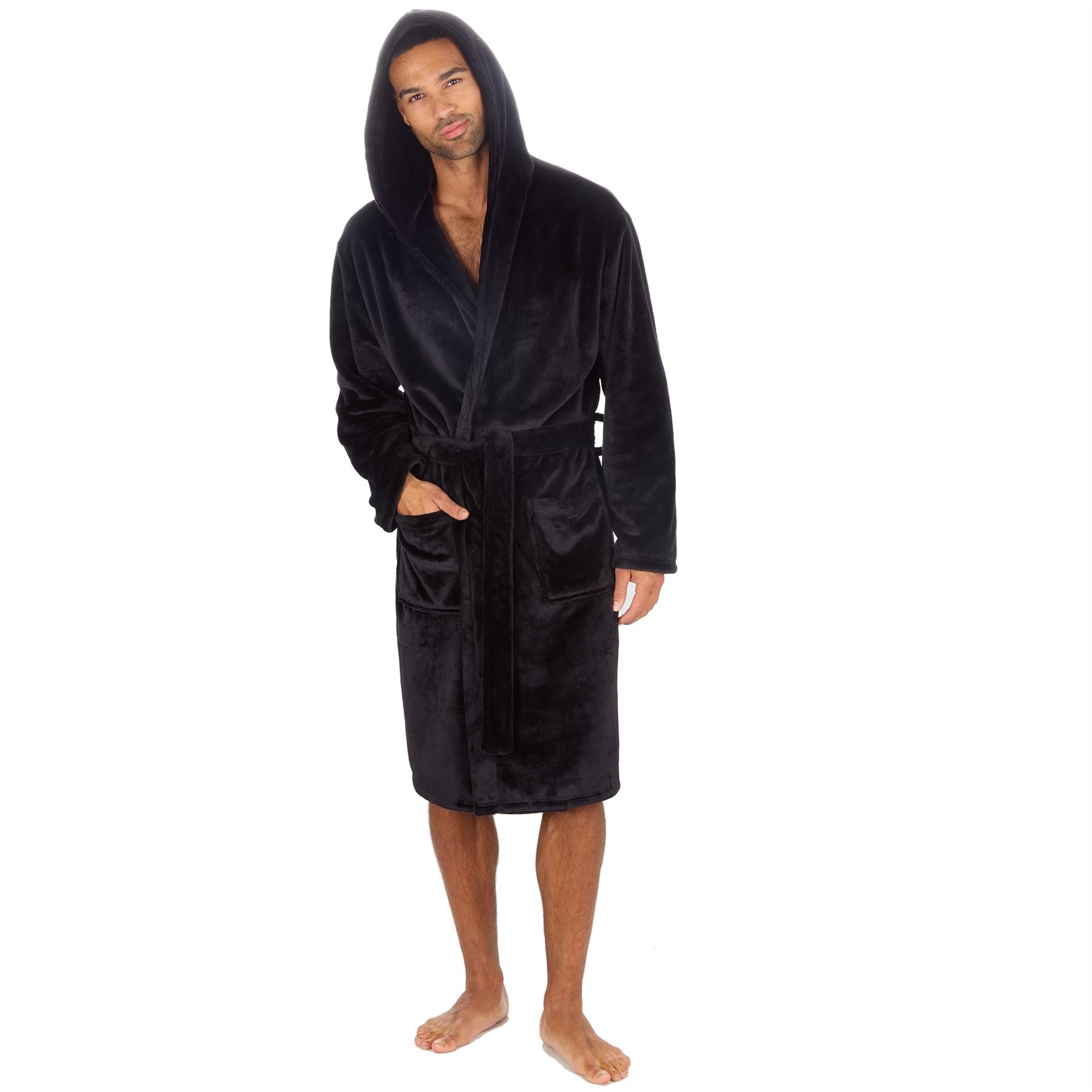 Pierre Roche Mens Polished Hooded Dressing Gown