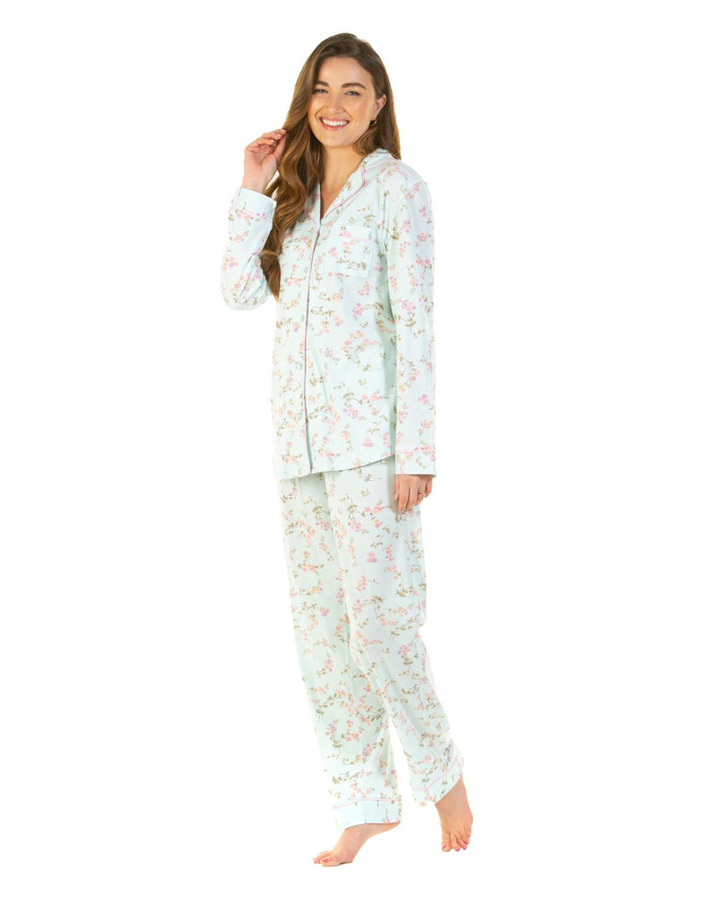 Sue Marks Womens Flower Spray Button Pyjamas