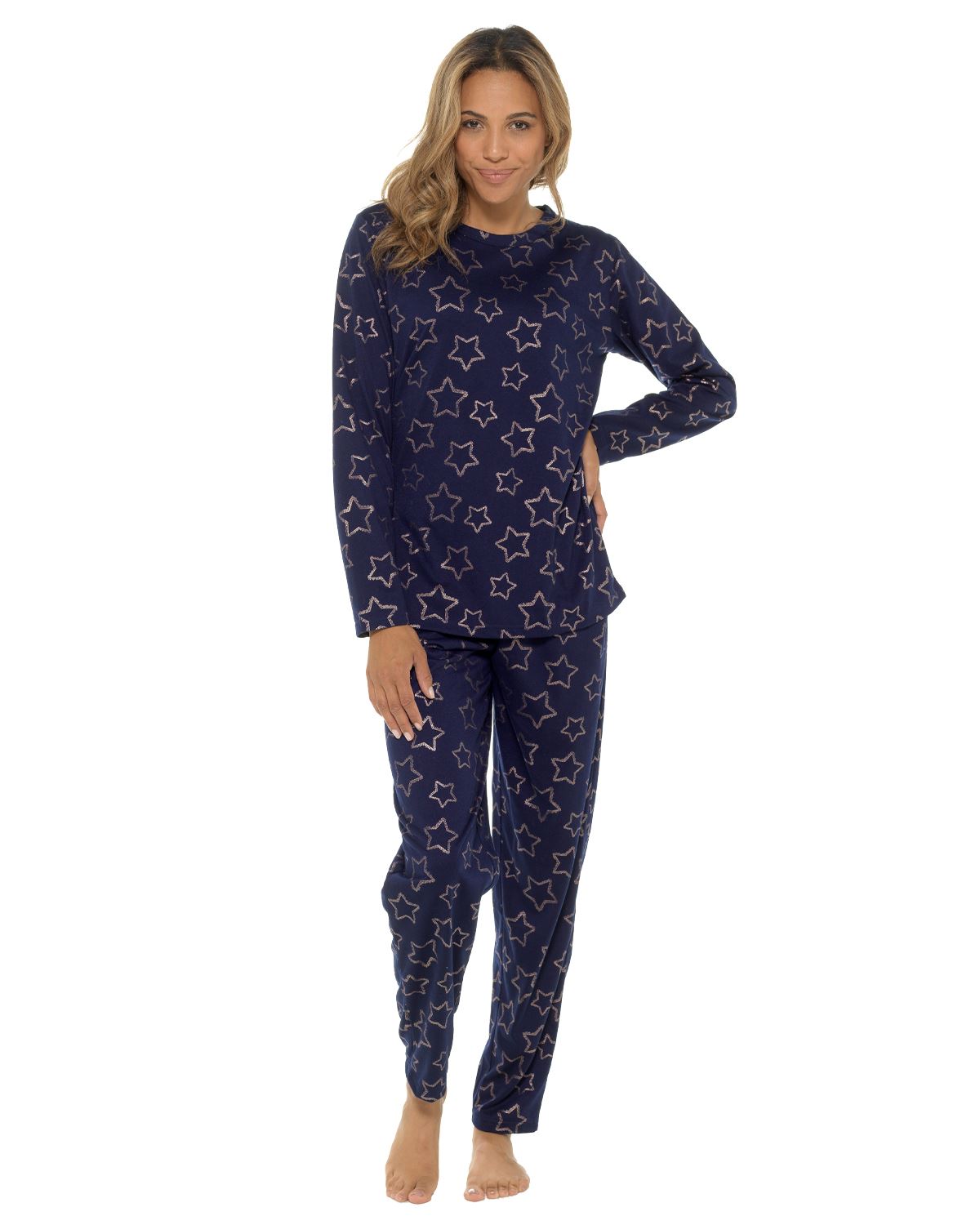 Slumber Hut Womens Jersey Navy Star Pyjamas