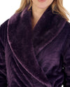 Slenderella Womens Faux Fur Collar Embossed Dressing Gown