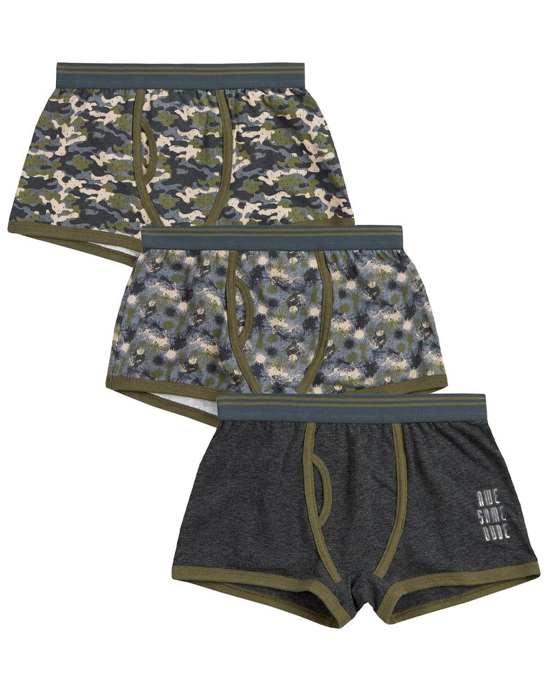 Boys 3 Pack Camo Print Boxers