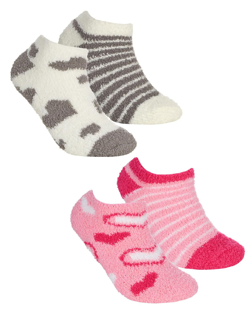 Forever Dreaming 4 Pack Womens Heart Cosy Trainer Socks