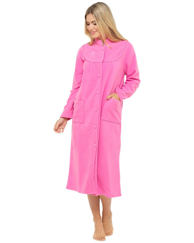 Lady Olga Womens Button Fleece Dressing Gown