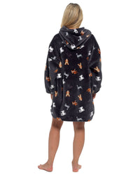 Slumber Hut Womens Dog Print Oversized Snuggle Hoodie