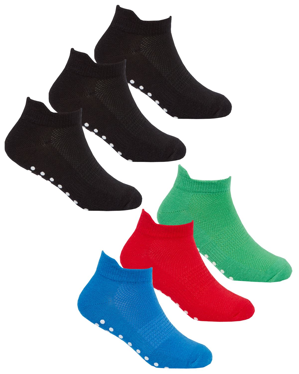 Red Tag 6 Pack Kids Grip Sole Trainer Socks