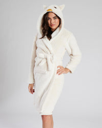 Loungeable Womens Cream Owl Snow Tip Dressing Gown