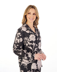 Gaspé Womens Satin Button Floral Pyjamas