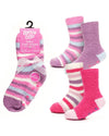 4 Pairs Girls Pink & Lilac Stripe Cosy Socks