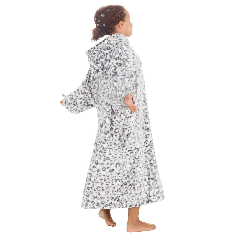 Huggable Girls Snow Leopard Oversized Poncho