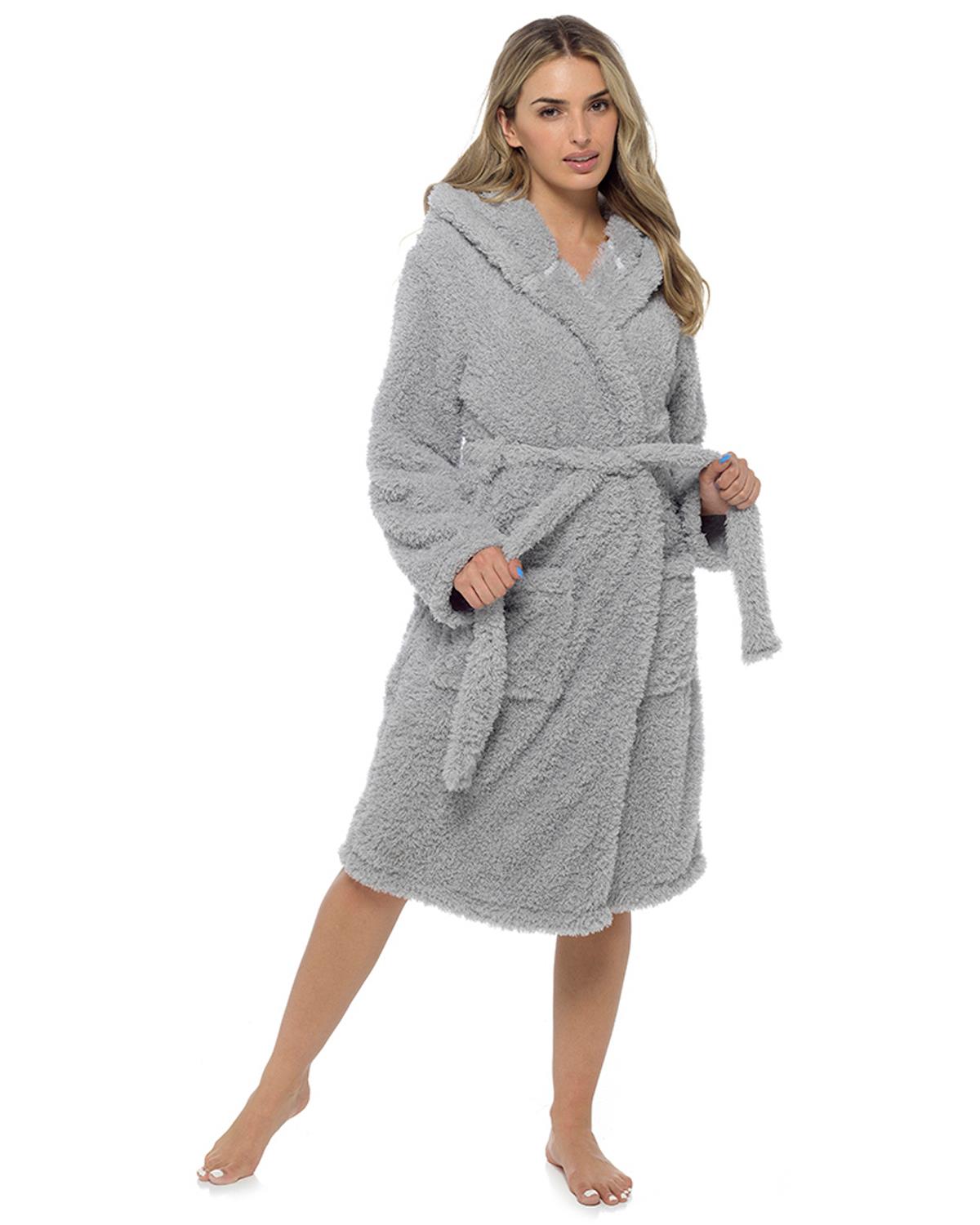 Undercover Womens Fluffy Hooded Dressing Gown