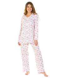 La Marquise Womens Elizabeth Cloudknit Floral Button Pyjamas